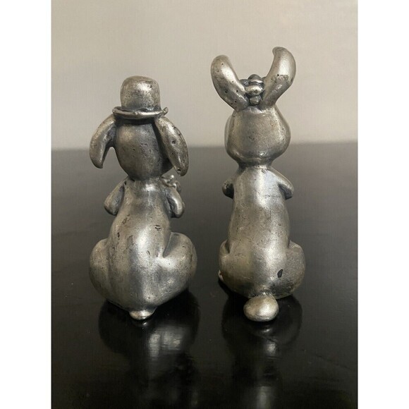 Vintage Peltro Italy Pewter Bride and Groom Dog Figurines Heavy Fine Pewter RARE - Picture 4 of 16